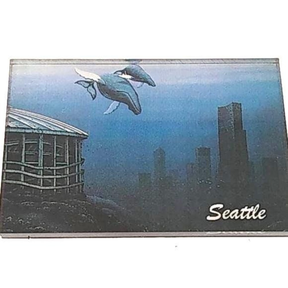 Vintage Seattle Underwater Whale Skyline Souvenir Magnet GDC Inc PNW